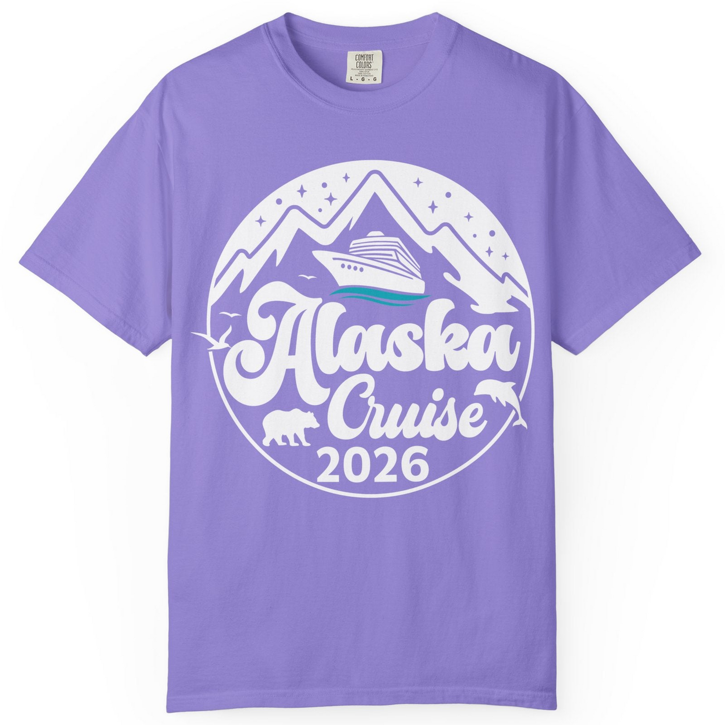 Alaska Cruise 2026 Shirt Comfort Colors T-Shirt – Violet – Alaska Cruise Shirts