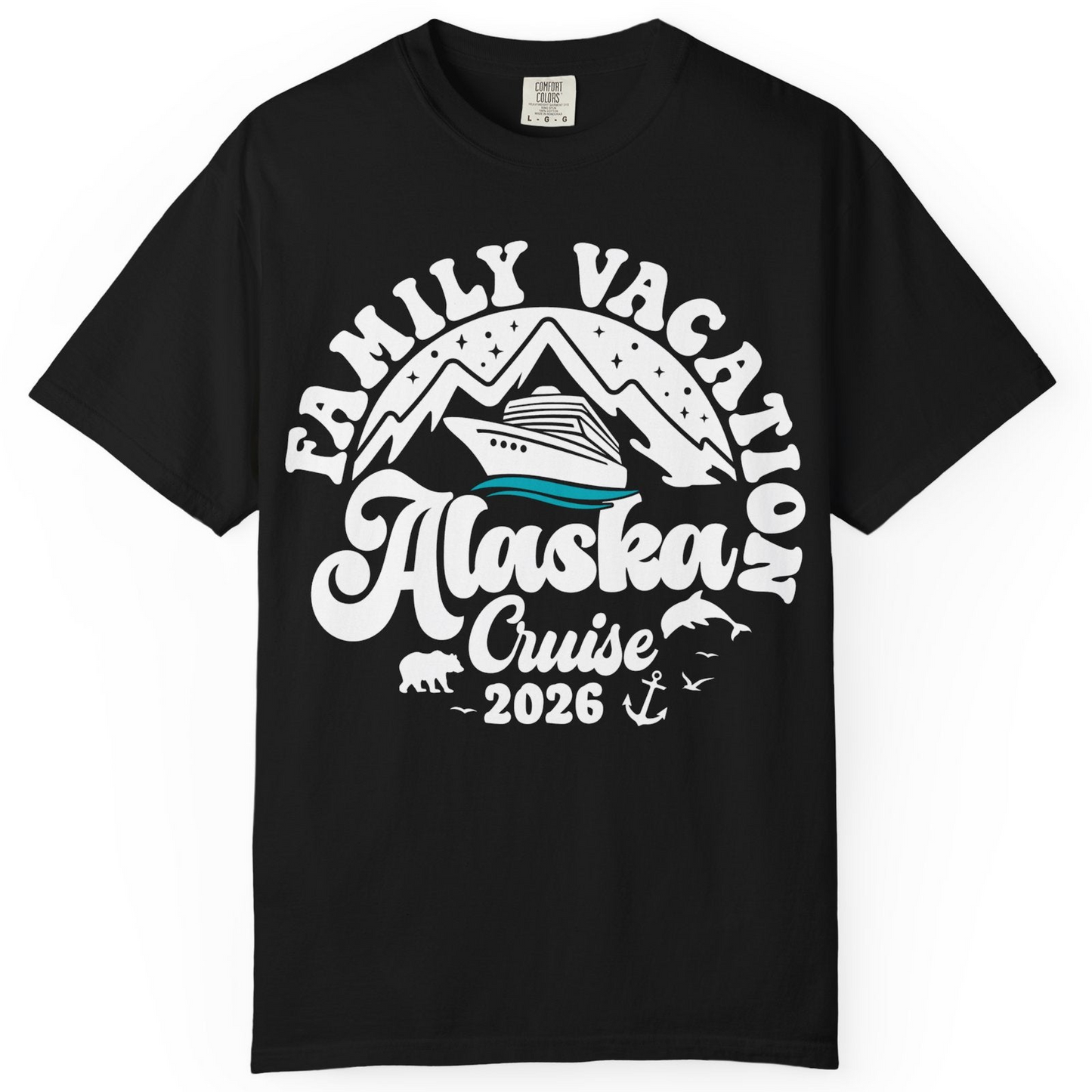 Alaska Family Cruise Shirt Comfort Colors T-Shirt – Black – Alaska Cruise Shirts