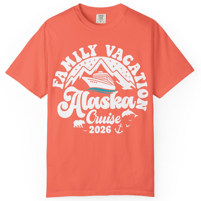 Alaska Family Cruise Shirt Comfort Colors T-Shirt – Bright Salmon – Alaska Cruise Shirts