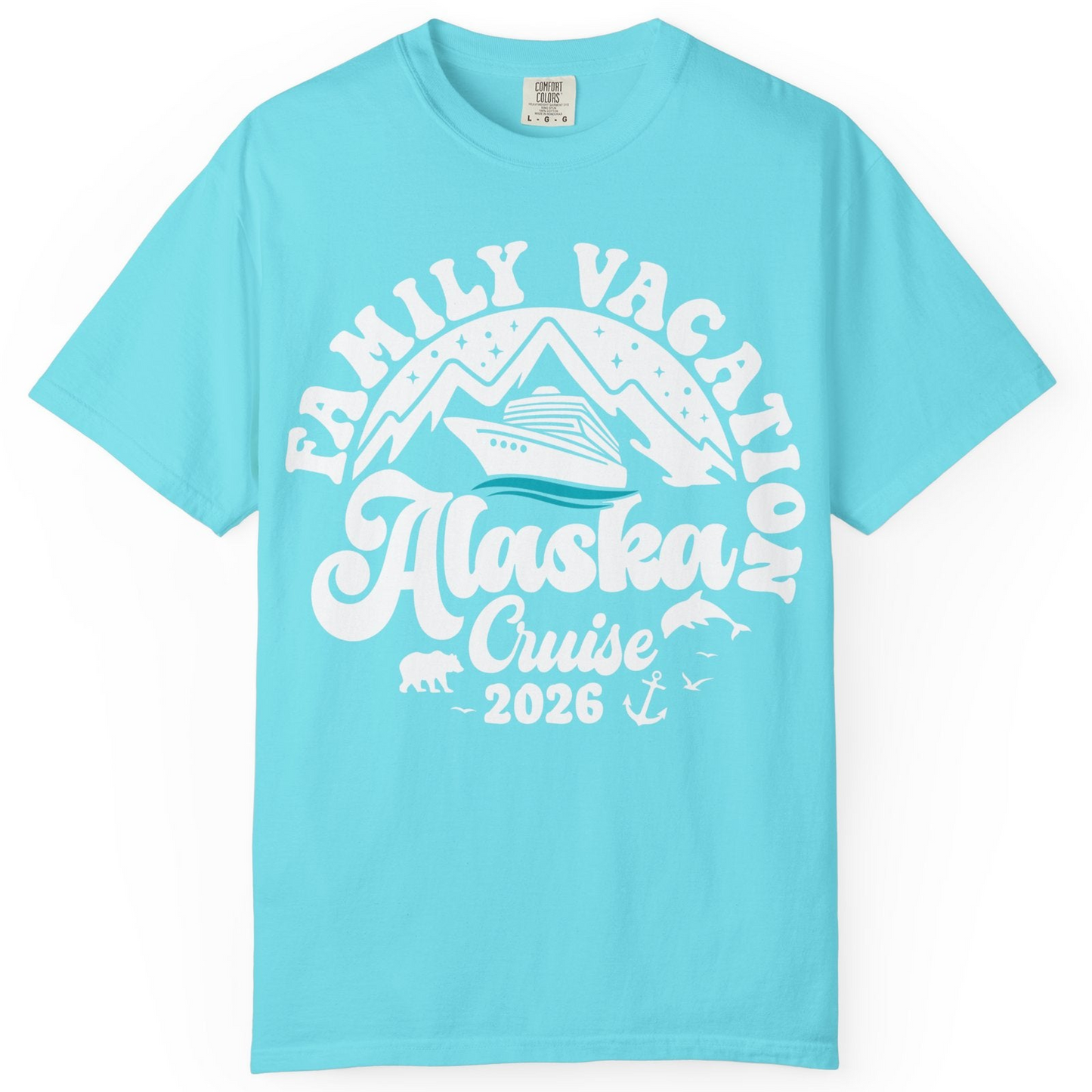 Alaska Family Cruise Shirt Comfort Colors T-Shirt – Lagoon Blue – Alaska Cruise Shirts