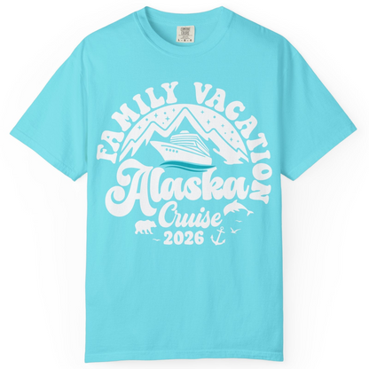 Alaska Family Cruise Shirt Comfort Colors T-Shirt – Lagoon Blue – Alaska Cruise Shirts