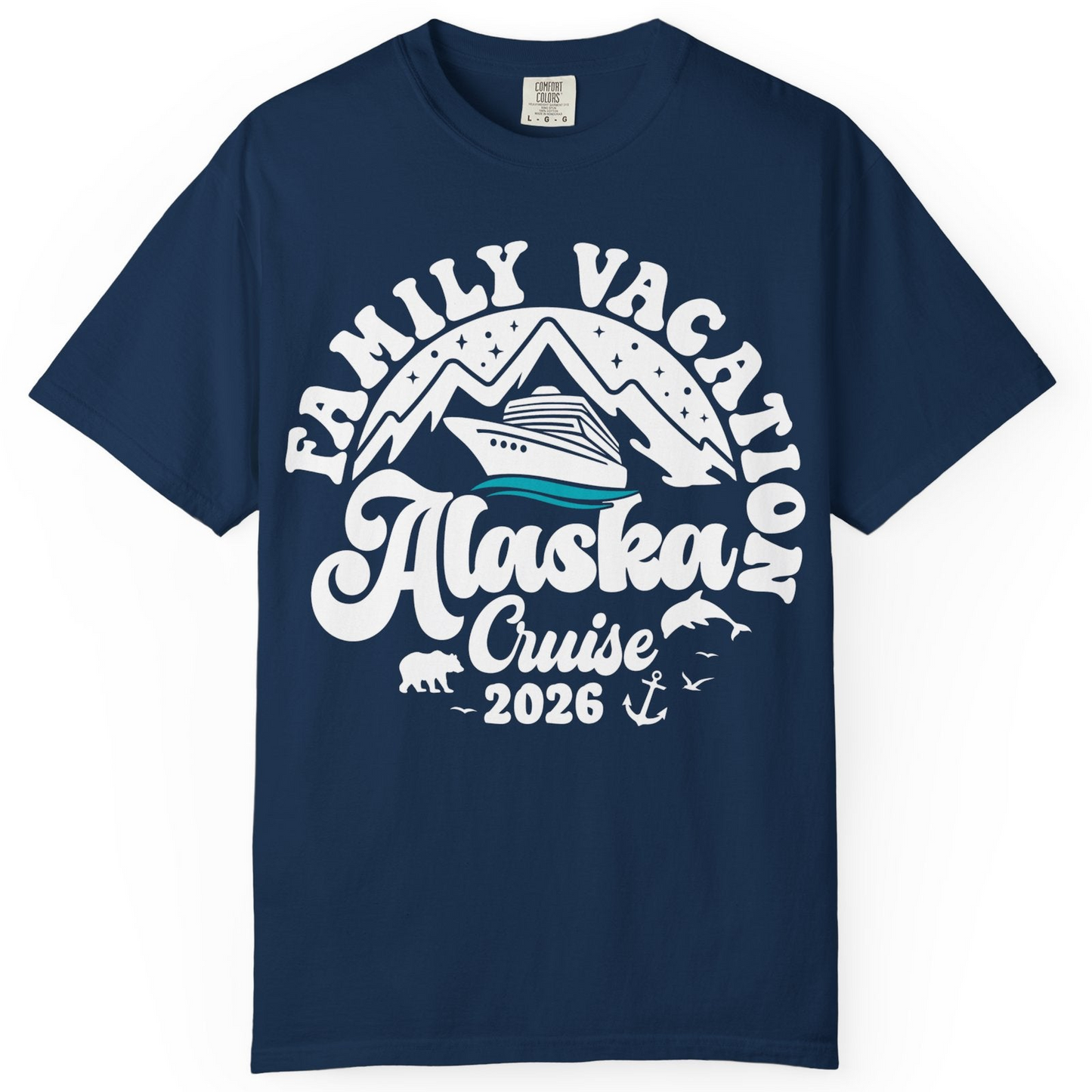 Alaska Family Cruise Shirt Comfort Colors T-Shirt – Navy – Alaska Cruise Shirts