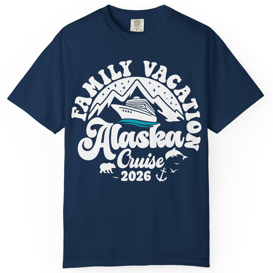 Alaska Family Cruise Shirt Comfort Colors T-Shirt – Navy – Alaska Cruise Shirts