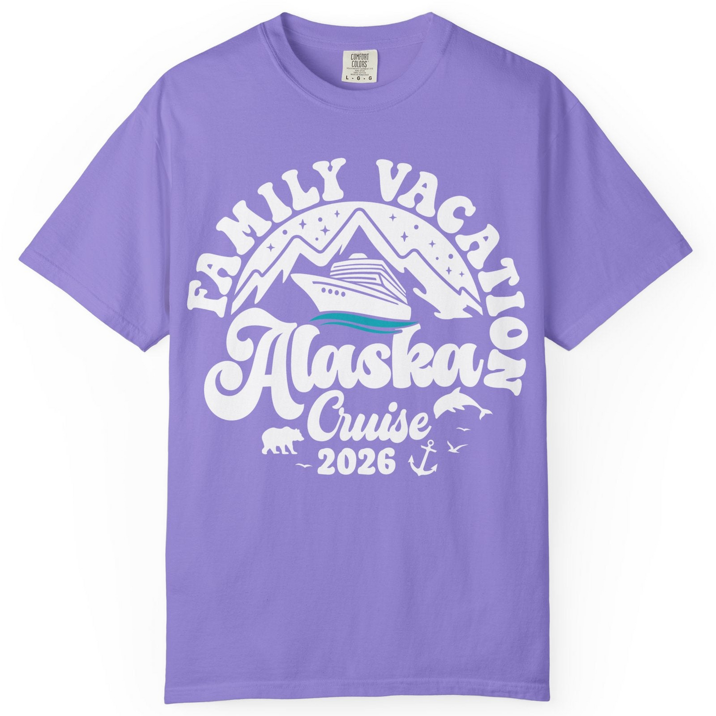 Alaska Family Cruise Shirt Comfort Colors T-Shirt – Violet – Alaska Cruise Shirts