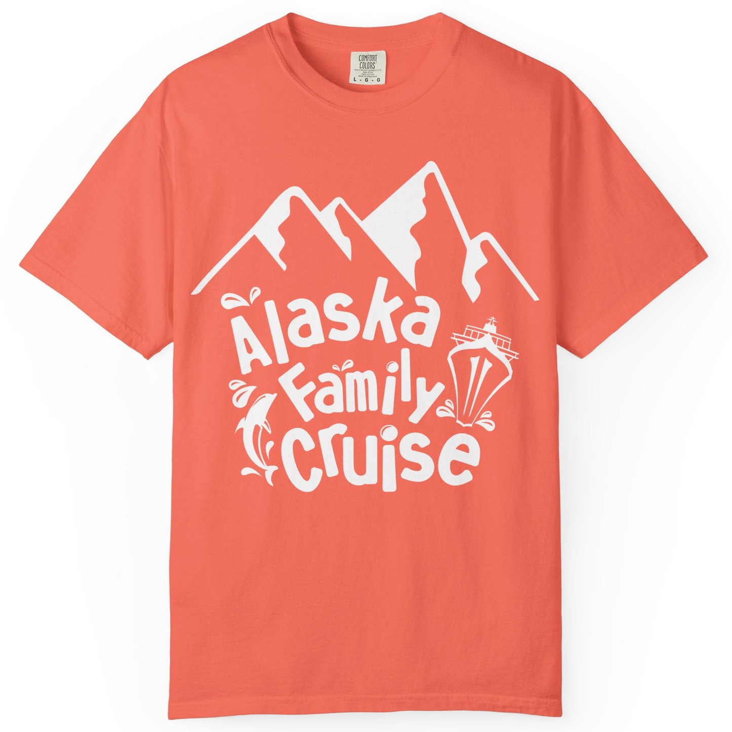 Alaska Family Cruise Adventure Shirt Comfort Colors T-Shirt – Bright Salmon – Alaska Cruise Shirts