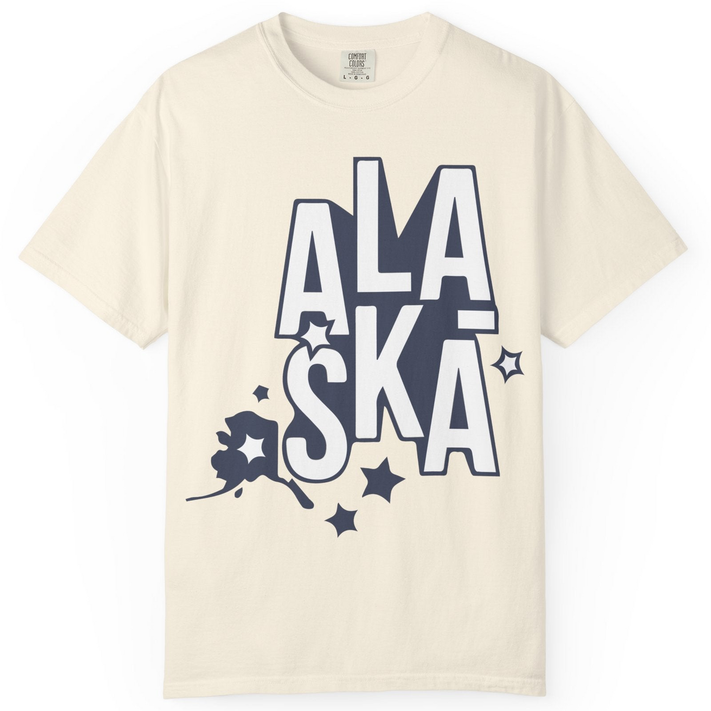 Alaska Stars Bold Typography Shirt Comfort Colors T-Shirt – Ivory – Alaska Cruise Shirts