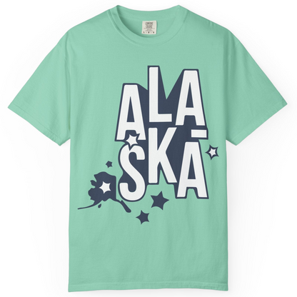 Alaska Stars Bold Typography Shirt Comfort Colors T-Shirt – Island Reef – Alaska Cruise Shirts
