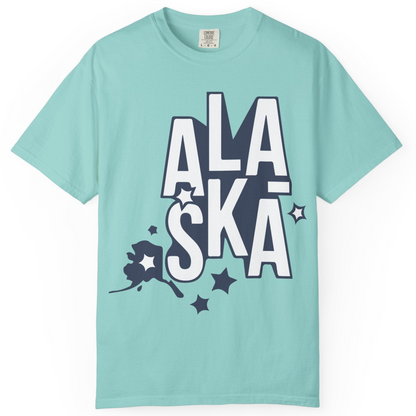 Alaska Stars Bold Typography Shirt Comfort Colors T-Shirt – Chalky Mint – Alaska Cruise Shirts