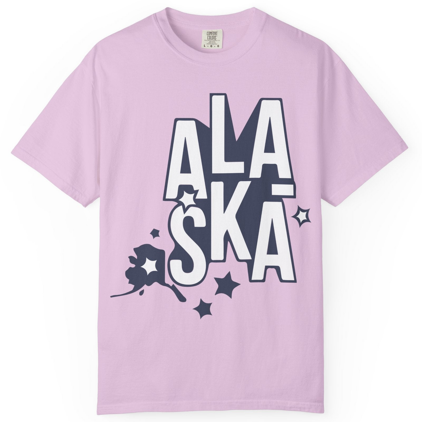 Alaska Stars Bold Typography Shirt Comfort Colors T-Shirt – Orchid – Alaska Cruise Shirts
