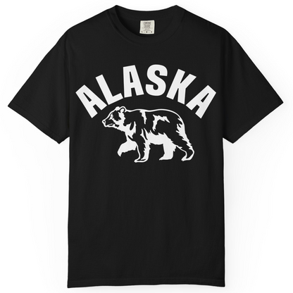 Alaska Bear Silhouette Wildlife Shirt Comfort Colors T-Shirt – Black – Alaska Cruise Shirts