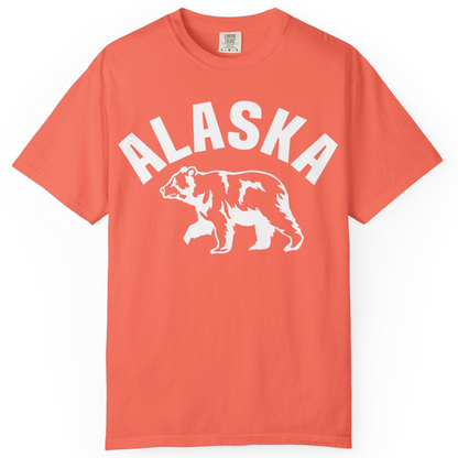 Alaska Bear Silhouette Wildlife Shirt Comfort Colors T-Shirt – Bright Salmon – Alaska Cruise Shirts