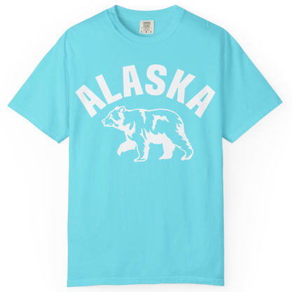 Alaska Bear Silhouette Wildlife Shirt Comfort Colors T-Shirt – Lagoon Blue – Alaska Cruise Shirts