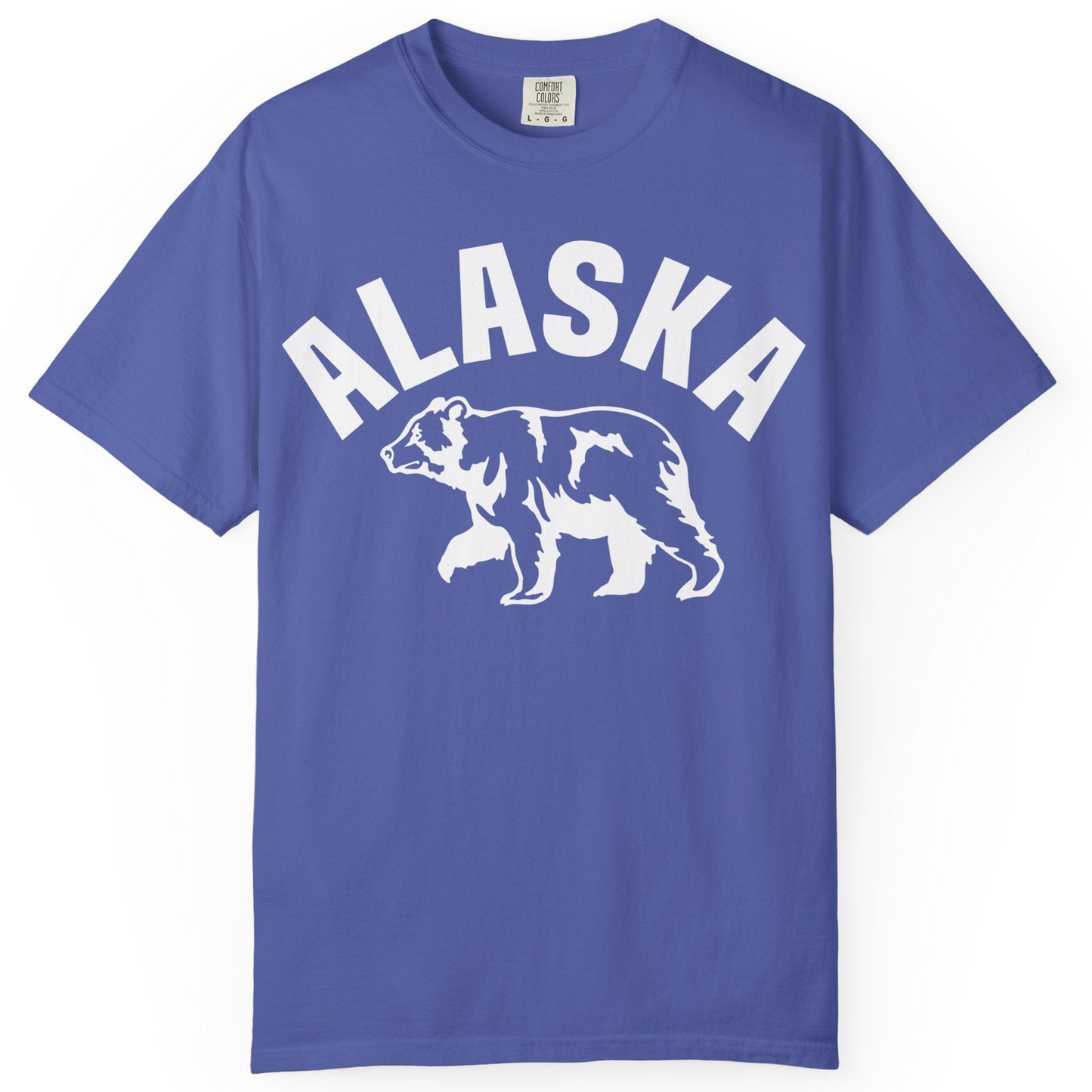 Alaska Bear Silhouette Wildlife Shirt Comfort Colors T-Shirt – Periwinkle – Alaska Cruise Shirts