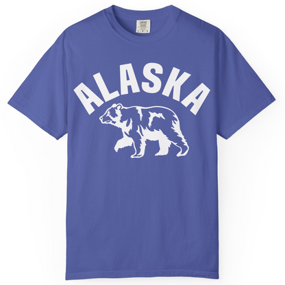 Alaska Bear Silhouette Wildlife Shirt Comfort Colors T-Shirt – Periwinkle – Alaska Cruise Shirts