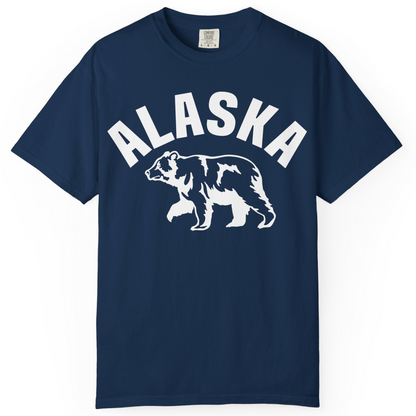 Alaska Bear Silhouette Wildlife Shirt Comfort Colors T-Shirt – Navy – Alaska Cruise Shirts