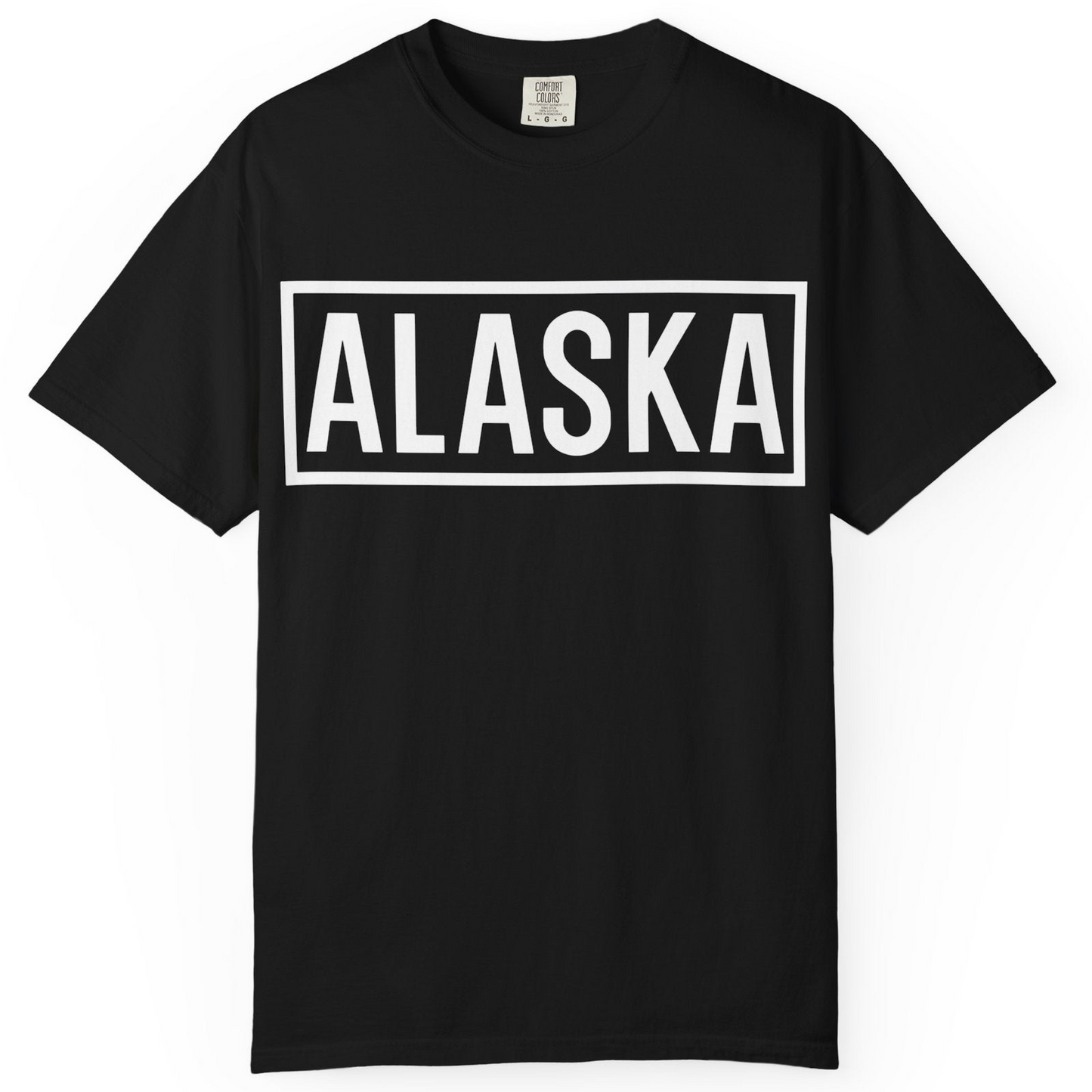 Alaska Bold Text Minimalist Monochrome Graphic Shirt for Travelers — Comfort Comfort Colors T-Shirt – Black – Alaska Cruise Shirts