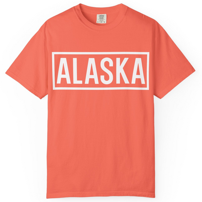 Alaska Bold Text Minimalist Monochrome Graphic Shirt for Travelers — Comfort Comfort Colors T-Shirt – Bright Salmon – Alaska Cruise Shirts