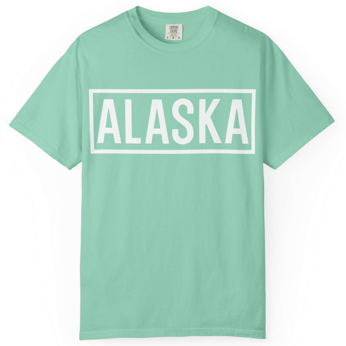 Alaska Bold Text Minimalist Monochrome Graphic Shirt for Travelers — Comfort Comfort Colors T-Shirt – Island Reef – Alaska Cruise Shirts