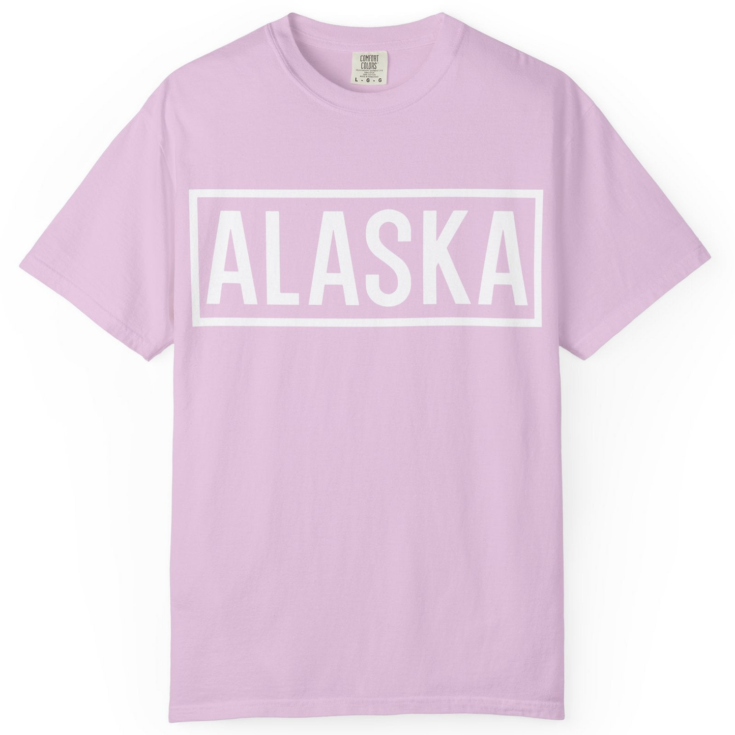 Alaska Bold Text Minimalist Monochrome Graphic Shirt for Travelers — Comfort Comfort Colors T-Shirt – Orchid – Alaska Cruise Shirts