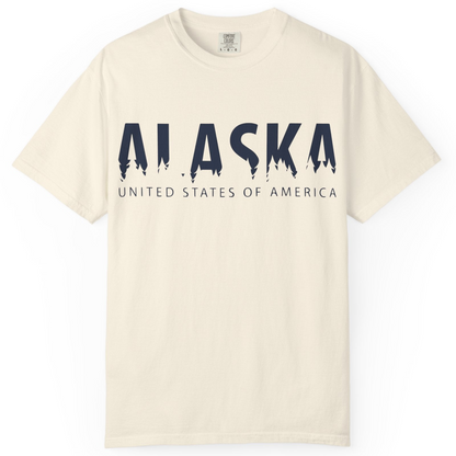Alaska United States Typography Shirt Comfort Colors T-Shirt – Ivory – Alaska Cruise Shirts