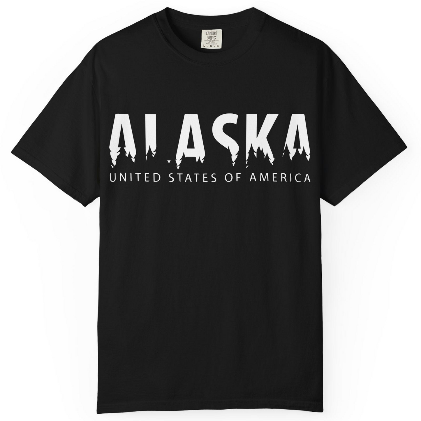Alaska United States Typography Shirt Comfort Colors T-Shirt – Black – Alaska Cruise Shirts