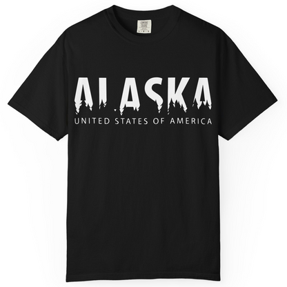 Alaska United States Typography Shirt Comfort Colors T-Shirt – Black – Alaska Cruise Shirts