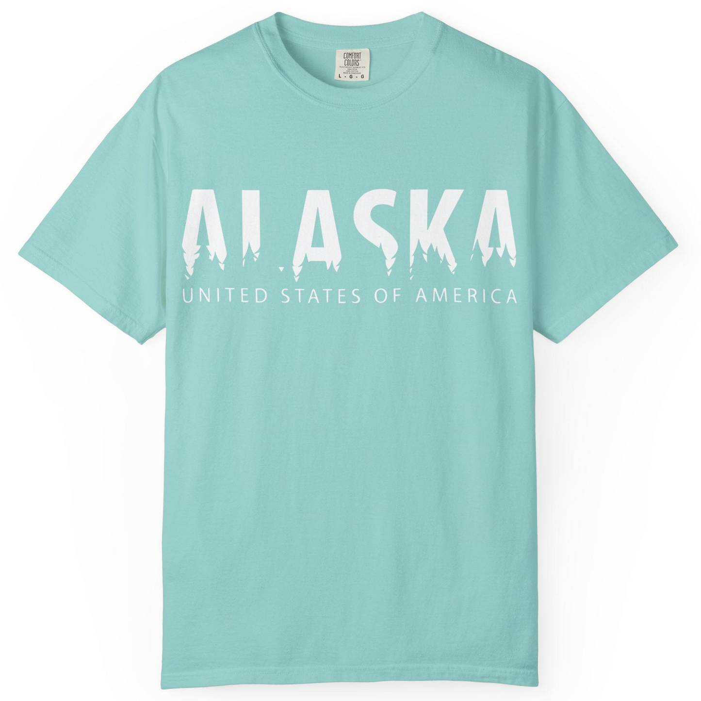 Alaska United States Typography Shirt Comfort Colors T-Shirt – Chalky Mint – Alaska Cruise Shirts