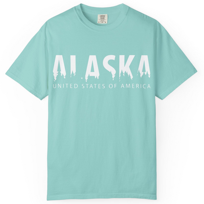 Alaska United States Typography Shirt Comfort Colors T-Shirt – Chalky Mint – Alaska Cruise Shirts