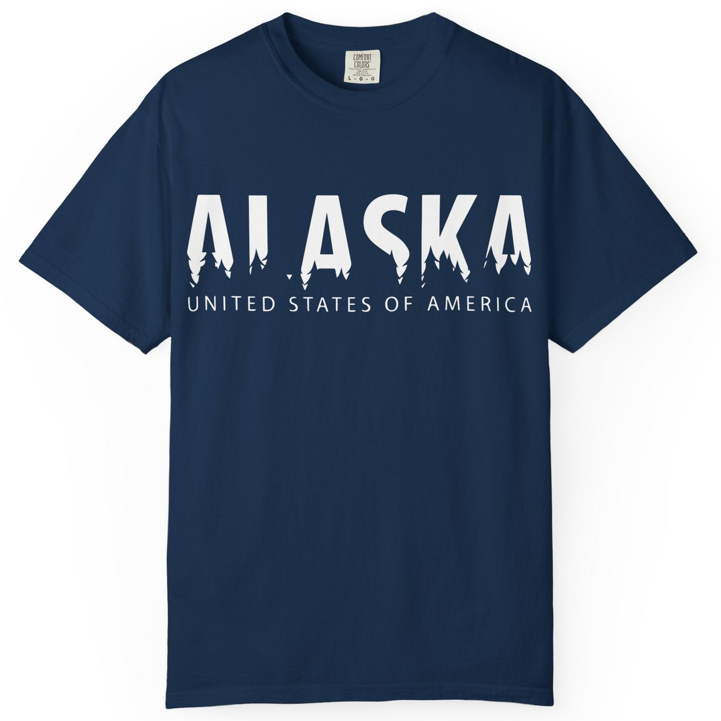 Alaska United States Typography Shirt Comfort Colors T-Shirt – Navy – Alaska Cruise Shirts