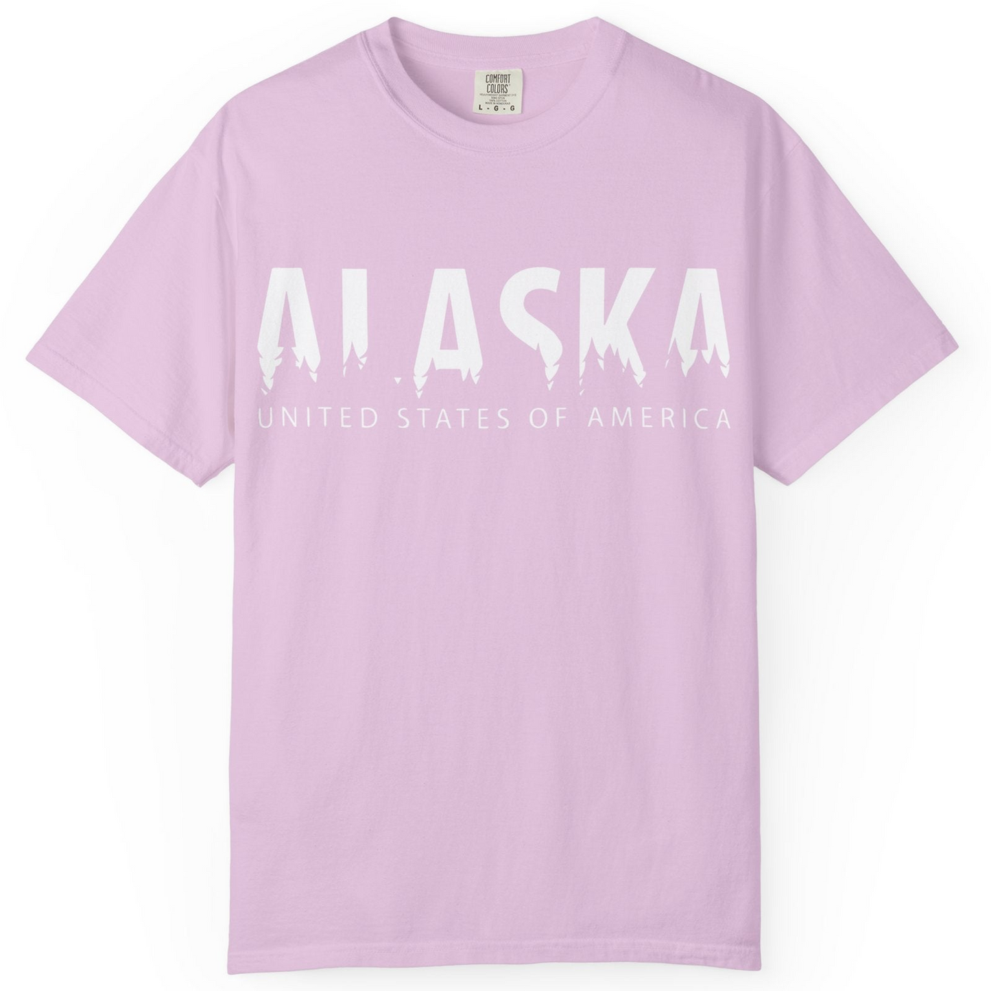 Alaska United States Typography Shirt Comfort Colors T-Shirt – Orchid – Alaska Cruise Shirts