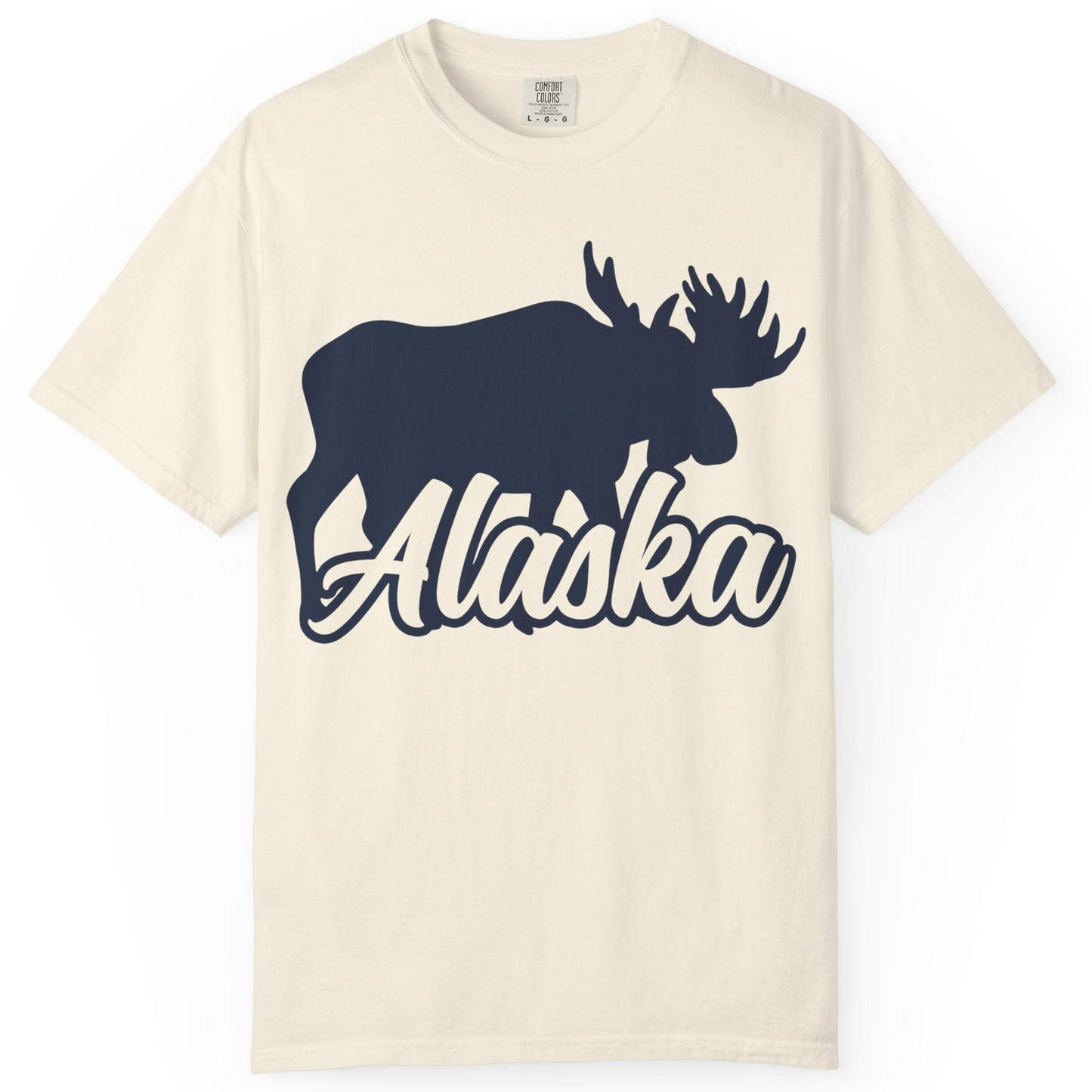 Alaska Moose Wildlife Silhouette Shirt Comfort Colors T-Shirt – Ivory – Alaska Cruise Shirts