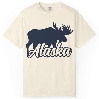 Alaska Moose Wildlife Silhouette Shirt Comfort Colors T-Shirt – Ivory – Alaska Cruise Shirts
