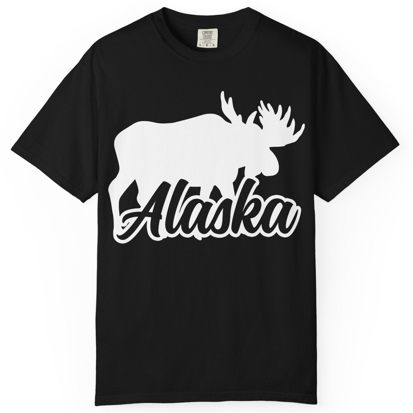 Alaska Moose Wildlife Silhouette Shirt Comfort Colors T-Shirt – Black – Alaska Cruise Shirts