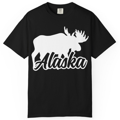Alaska Moose Wildlife Silhouette Shirt Comfort Colors T-Shirt – Black – Alaska Cruise Shirts