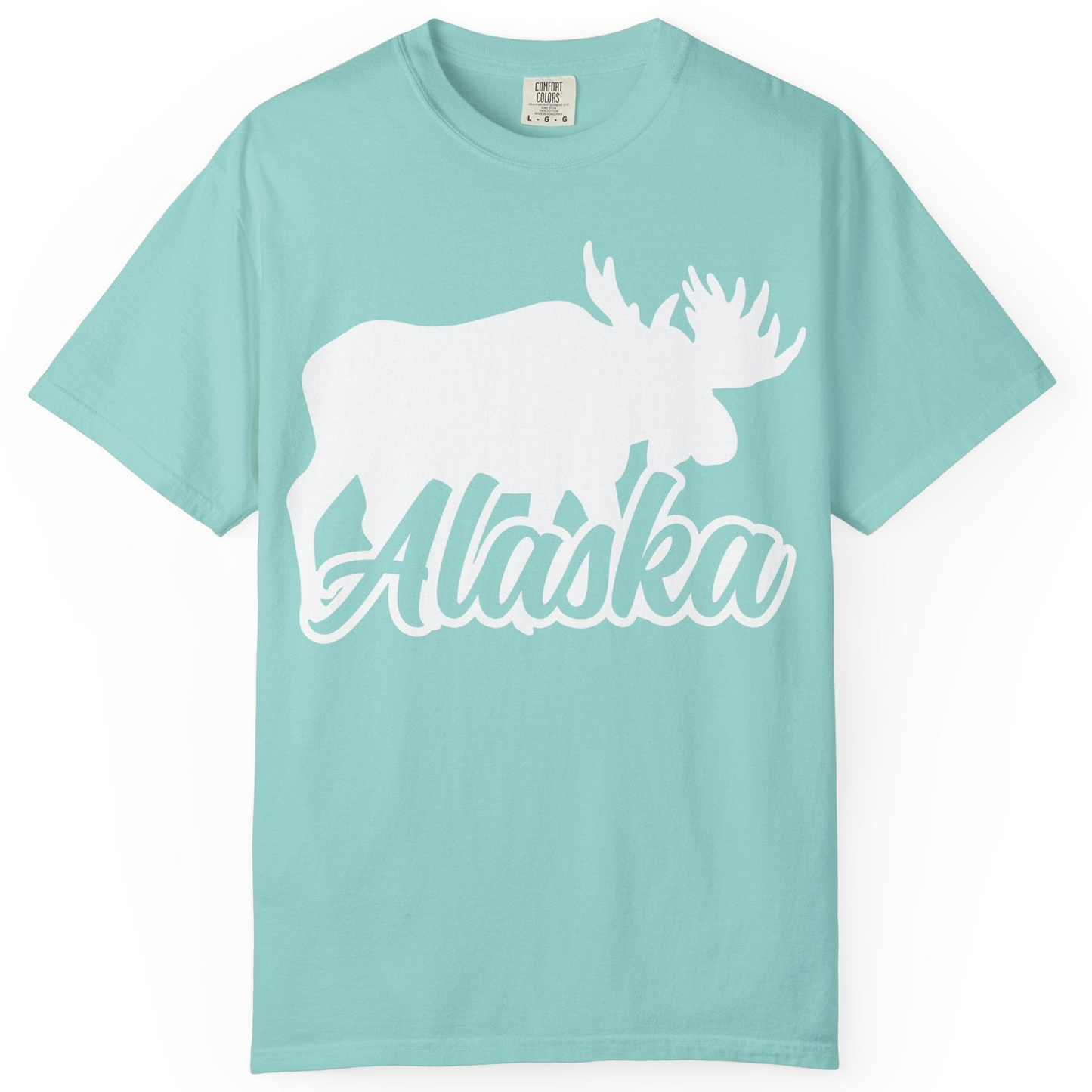 Alaska Moose Wildlife Silhouette Shirt Comfort Colors T-Shirt – Chalky Mint – Alaska Cruise Shirts