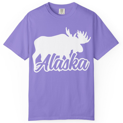 Alaska Moose Wildlife Silhouette Shirt Comfort Colors T-Shirt – Violet – Alaska Cruise Shirts