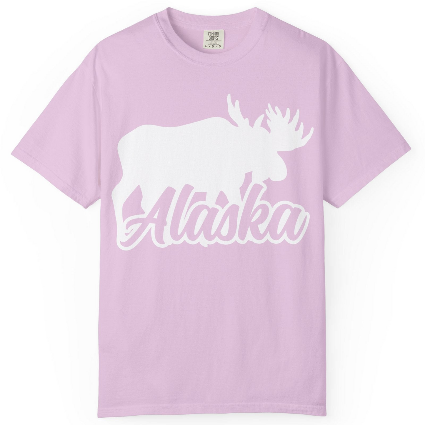Alaska Moose Wildlife Silhouette Shirt Comfort Colors T-Shirt – Orchid – Alaska Cruise Shirts