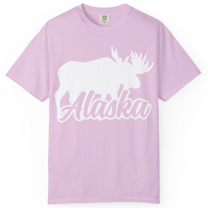 Alaska Moose Wildlife Silhouette Shirt Comfort Colors T-Shirt – Orchid – Alaska Cruise Shirts