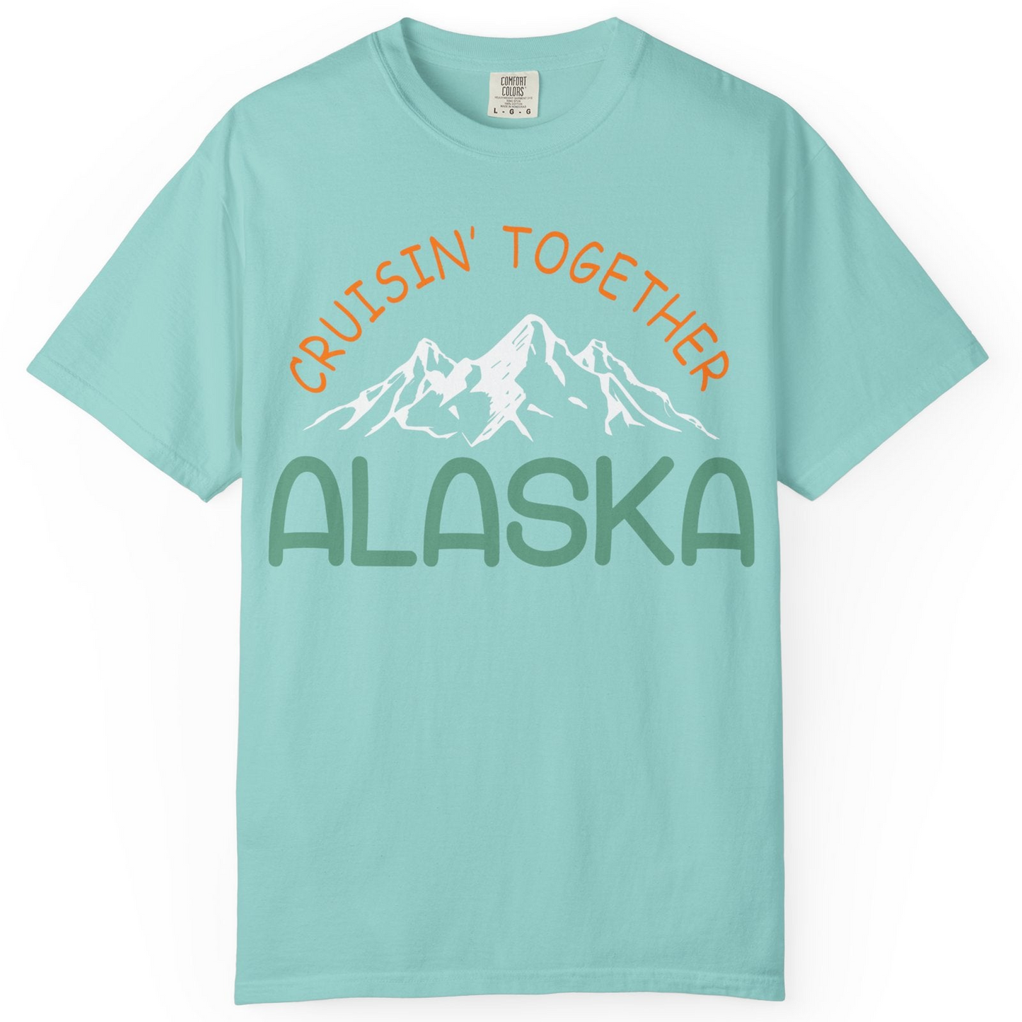 Cruisin Together Alaska Mountain Adventure Cruise Graphic Shirt — Comfort Comfort Colors T-Shirt – Chalky Mint – Alaska Cruise Shirts