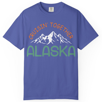 Cruisin Together Alaska Mountain Adventure Cruise Graphic Shirt — Comfort Comfort Colors T-Shirt – Periwinkle – Alaska Cruise Shirts