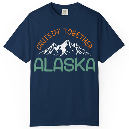 Cruisin Together Alaska Mountain Adventure Cruise Graphic Shirt — Comfort Comfort Colors T-Shirt – Navy – Alaska Cruise Shirts