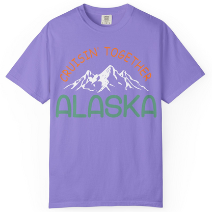 Cruisin Together Alaska Mountain Adventure Cruise Graphic Shirt — Comfort Comfort Colors T-Shirt – Violet – Alaska Cruise Shirts