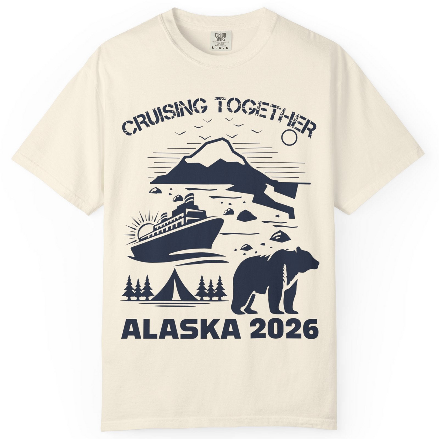 Alaska Cruise 2026 Family Adventure Bear Mountain Nature Shirt — Comfort Comfort Colors T-Shirt – Ivory – Alaska Cruise Shirts