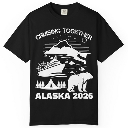 Alaska Cruise 2026 Family Adventure Bear Mountain Nature Shirt — Comfort Comfort Colors T-Shirt – Black – Alaska Cruise Shirts