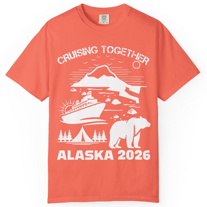 Alaska Cruise 2026 Family Adventure Bear Mountain Nature Shirt — Comfort Comfort Colors T-Shirt – Bright Salmon – Alaska Cruise Shirts