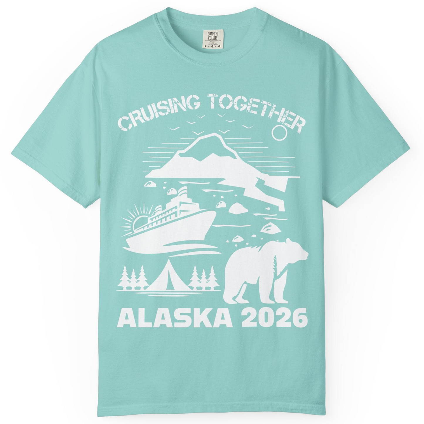 Alaska Cruise 2026 Family Adventure Bear Mountain Nature Shirt — Comfort Comfort Colors T-Shirt – Chalky Mint – Alaska Cruise Shirts