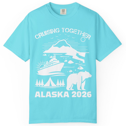 Alaska Cruise 2026 Family Adventure Bear Mountain Nature Shirt — Comfort Comfort Colors T-Shirt – Lagoon Blue – Alaska Cruise Shirts