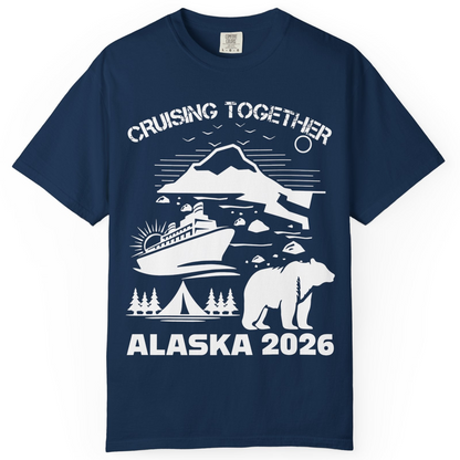 Alaska Cruise 2026 Family Adventure Bear Mountain Nature Shirt — Comfort Comfort Colors T-Shirt – Navy – Alaska Cruise Shirts
