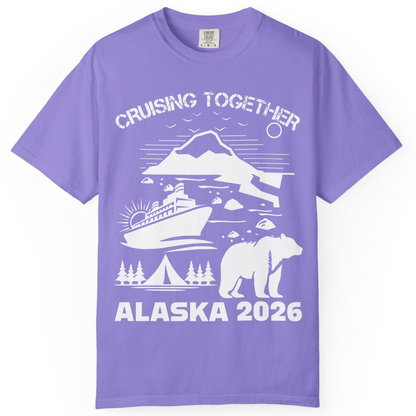 Alaska Cruise 2026 Family Adventure Bear Mountain Nature Shirt — Comfort Comfort Colors T-Shirt – Violet – Alaska Cruise Shirts