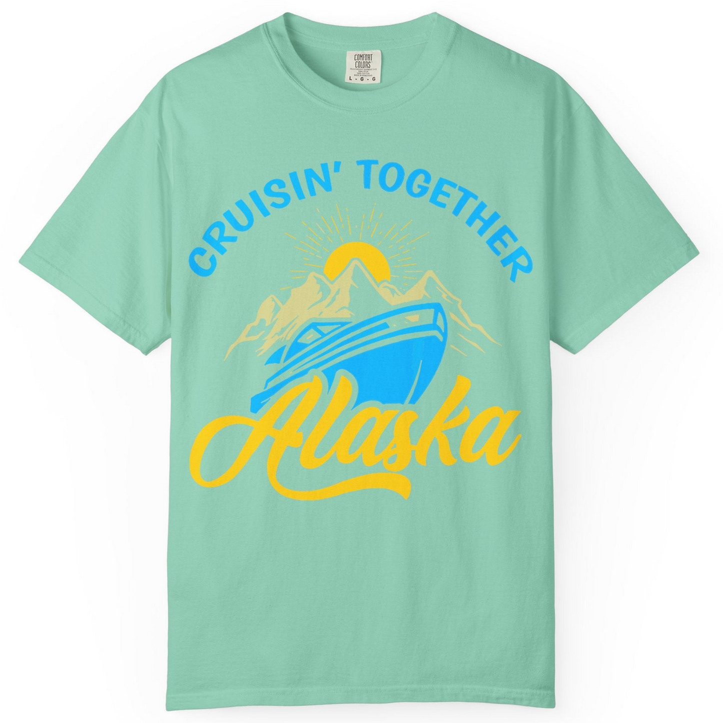 Alaska Cruise Adventure Mountains Sunrise Retro Shirt for Travelers — Comfort Comfort Colors T-Shirt – Island Reef – Alaska Cruise Shirts